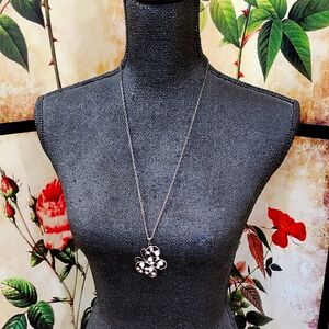 VINTAGE SILVER and RHINESTONE BUTTERFLY PENDANT NECKLACE